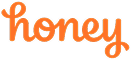 orange cursive word 'honey' on a dark background